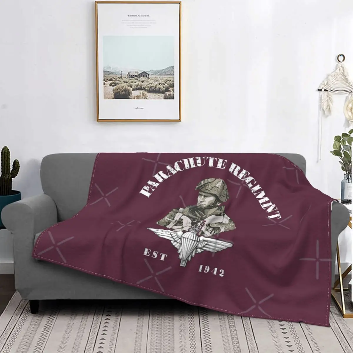 

Regimento de paracaídas Est 1942, manta a cuadros para cama, manta térmica de felpa de Anime para camas