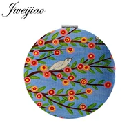 youhaken branch bird trees round makeup mirror mini folding compact pocket mirror 1x2x magnifying for gilrs beauty tools