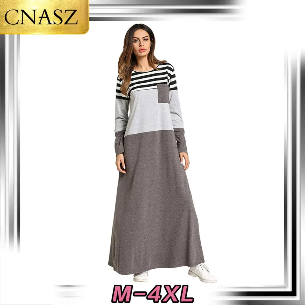 Женское мусульманское длинное платье в полоску на Ближнем Востоке Арабский