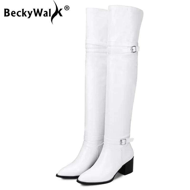 Женская обувь осень-зима черный белый цвет женские сапоги до бедра Высокие из PU