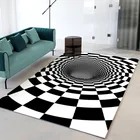 3d черный и белый вихревой визуально реалистичный ковер Ins современный геометрический простой журнальный столик для гостиной Mat