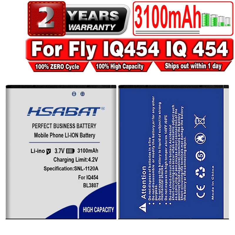 Аккумулятор HSABAT BL3807 для Fly IQ454 IQ 3100 BL 454 3807 мАч|battery for|battery for flybatteries batteries |