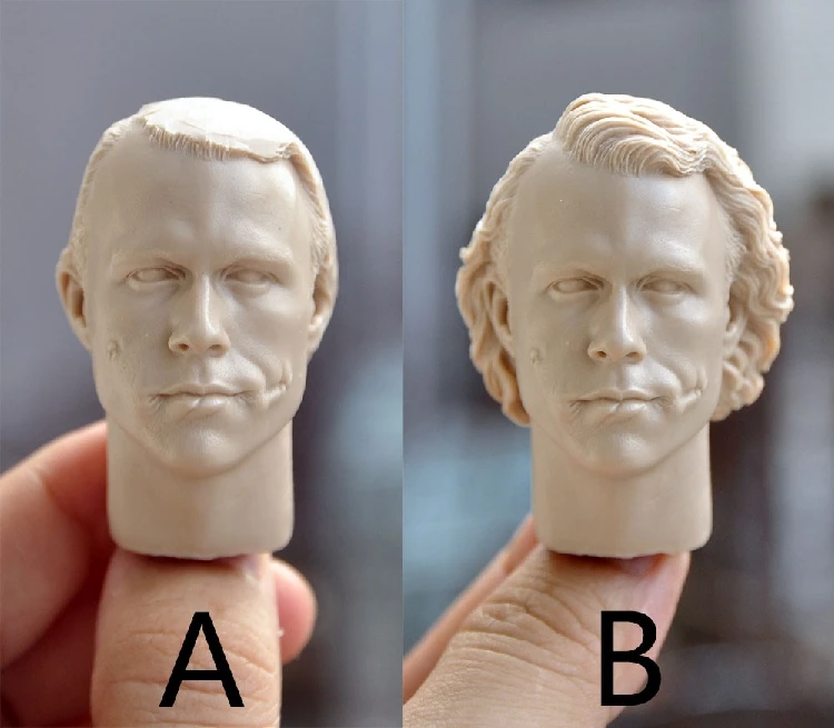 

1/6 Nude Male Makeup Unpaid White Model Adam Gu 2.0 Joker Heath Ledger Head Sculpt DIY for 12" Action Figure Body Doll