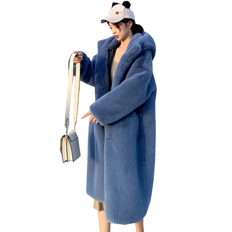 2021 Winter Women Fur Coat Faux Mink Fur Coat Luxury Loose Long sleeve OverCoat Thick Warm Fur Outerwear Female Plush Long Coats