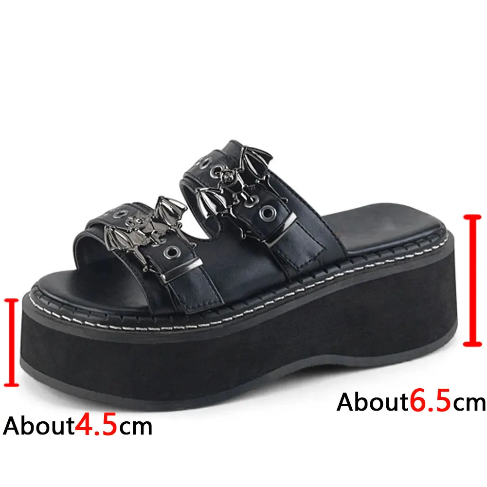 

2021 Br0and Black Gothic Vampire Cosplay Comfy Sole Heels Summer Fashion Platform Sandals Shoes Women Slipper Outdoor
