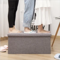 simple fabric storage stool folding shoe bench footstool can sit with lid box 303030cm402525cm