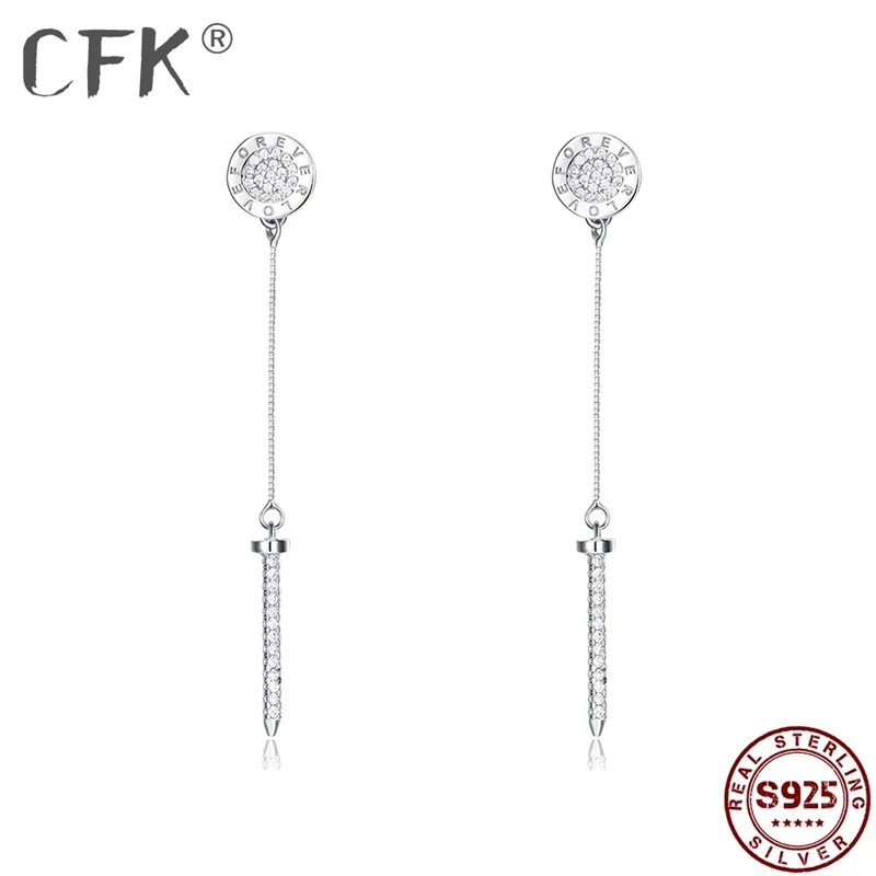 

CFK 925 Sterling Zilveren Oorbellen Voor Vrouwen 5A Clear Zirconia Lange Oorbel Anniversary Fijne Sieraden Nieuwe Aanbieding