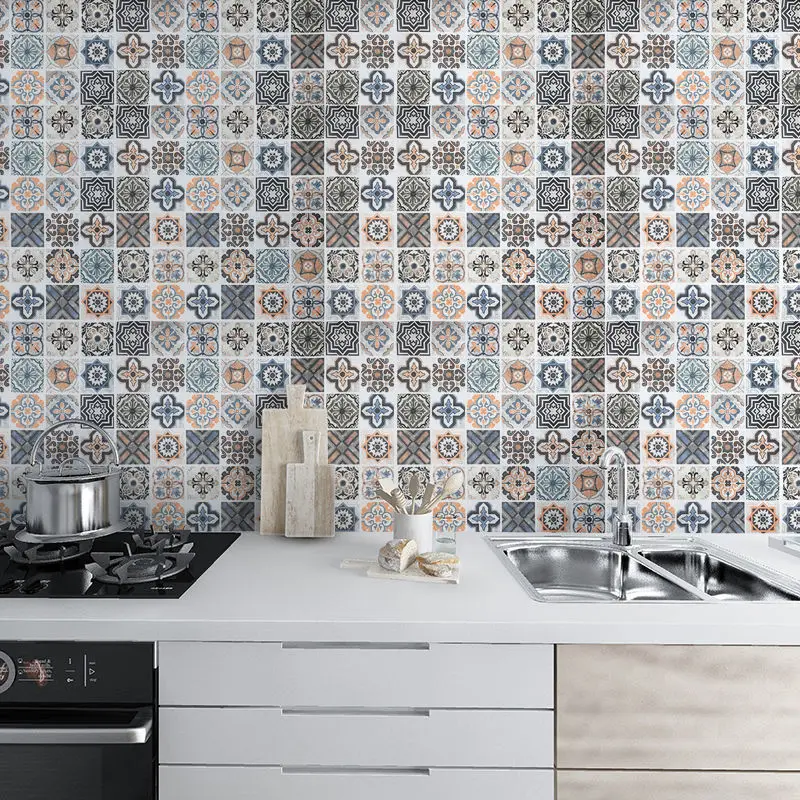 

Kitchen Decor Oil-Proof Self-Adhesive Vinyl Wallpapers Waterproof And Moisture-Proof Wall Stickers Fireproof Bathroom Home Deco