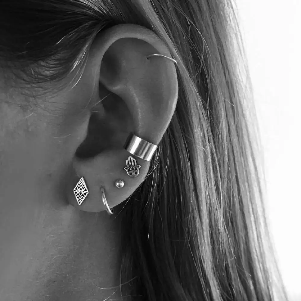 Горячая Распродажа Orecchini 7 шт богемная серьга стимпанк набор Античная Сова лист серьги-клипсы манжета для женщин Хрящевые серьги - Окраска металла: 11