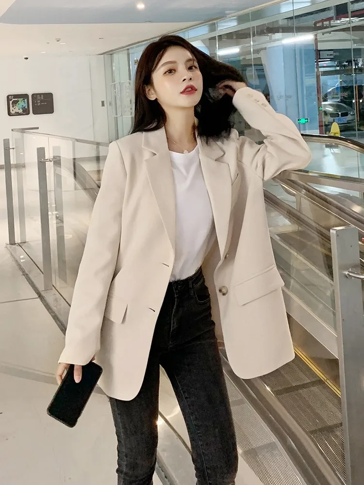 

Coat Jacket formal Long Sleeve Notched Collar Blazers Women Office Lady Wear Suit Blazer Solid Casual Single Breasted