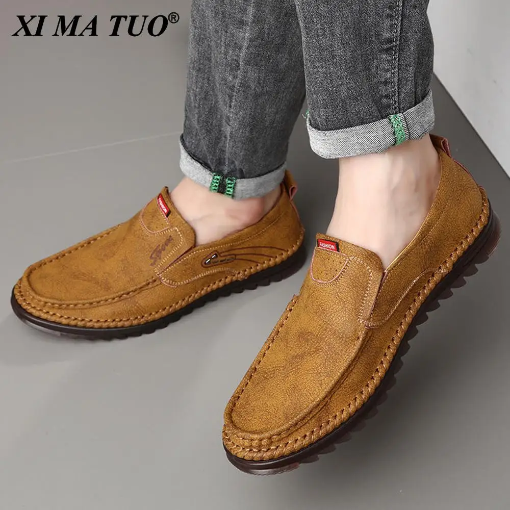 Achat Chaussures En Cuir Pour Hommes, De Bonne Qualité, Cousues à La Main, à Enfiler, Semelle Souple, Décontractées, Résistantes à L'usure, Nouvelle Collection