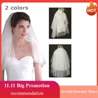 Женская двухслойная фатиновая короткая фата, элегантная простая Фата с гребнем для вечерние ринки, свадебный подарок, 1,5 м