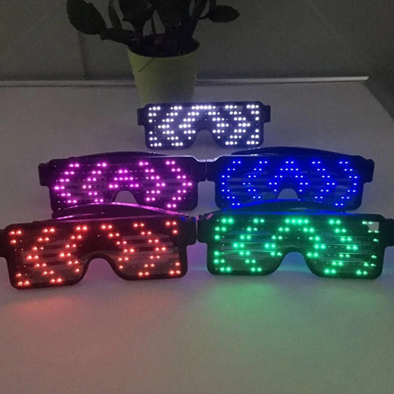 

5Colors 8 Patterns Fashion Decors Christmas Shows Multifunction Flashing Rave Glowing Night LED Glasses