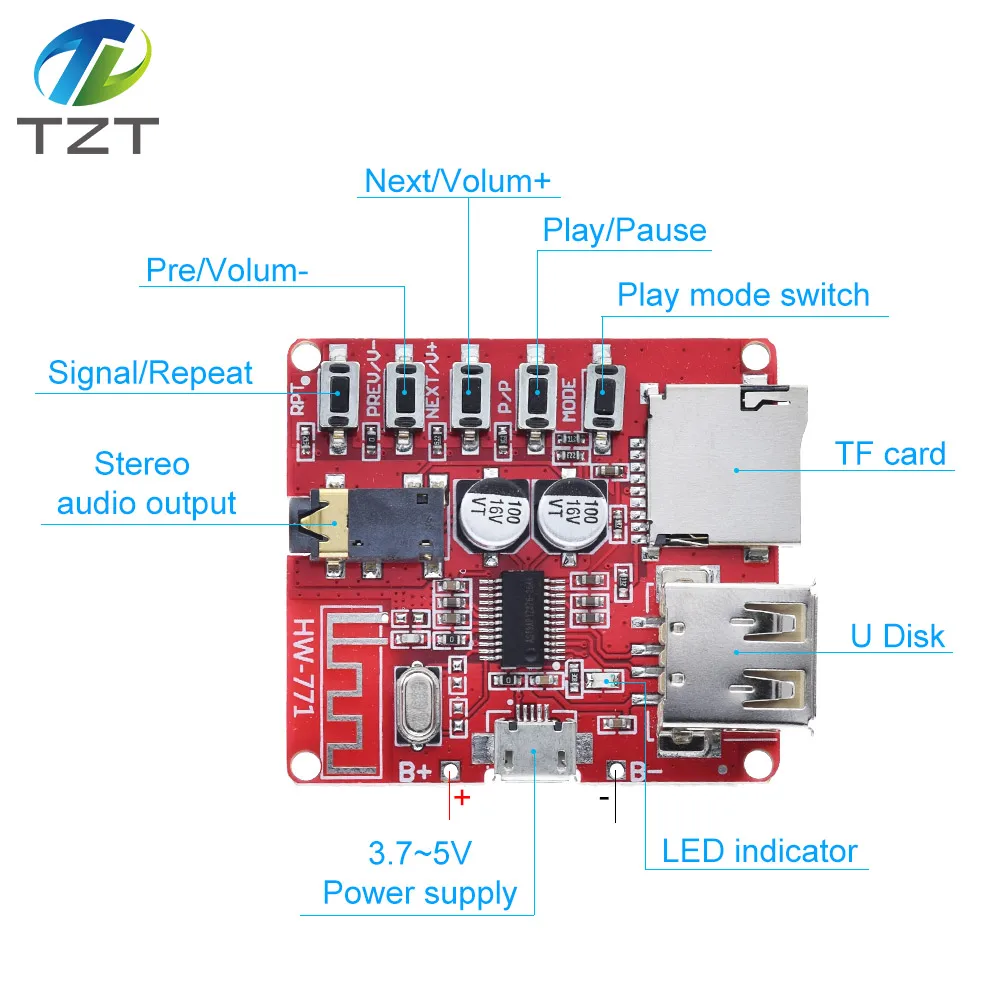 MP3 Bluetooth декодер плата без потерь автомобильный динамик аудио усилитель