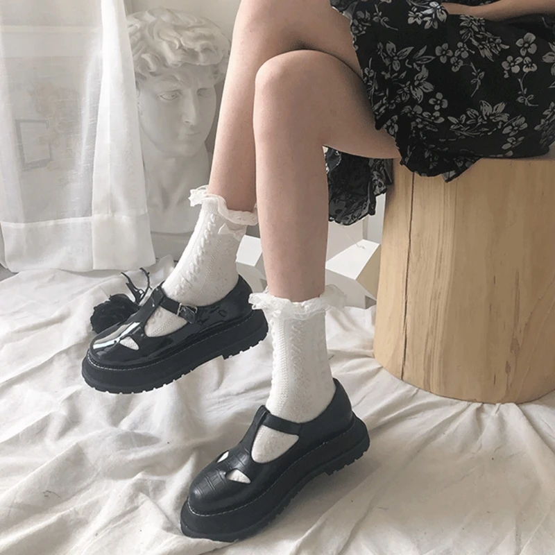 Милый галстук бабочка с оборками короткие носки для девочек аниме мультфильм