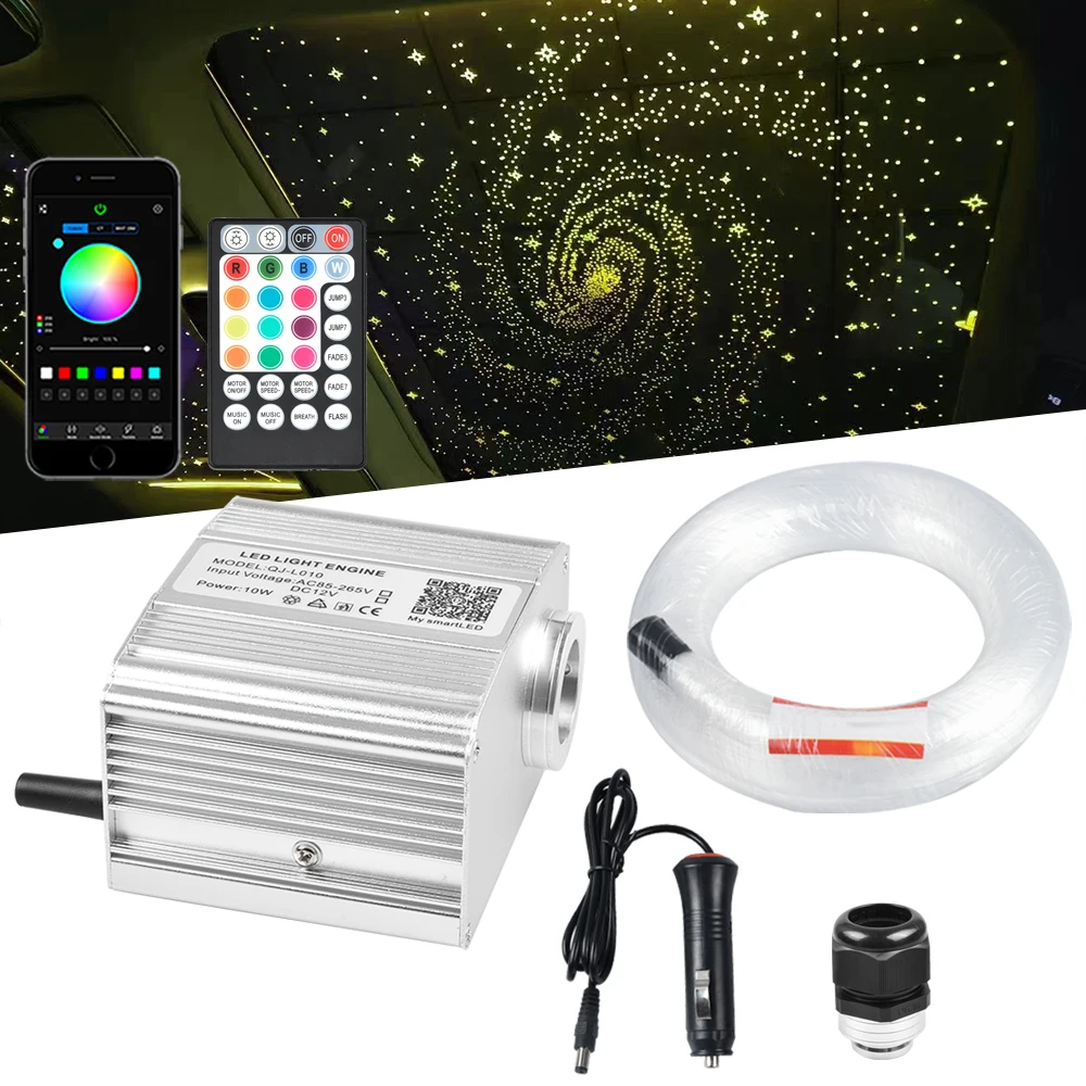 10W Twinkle RGBW Car Roof LED Fiber Optic Star Ceiling Light Kits With Smart App/RF Control For Car Use