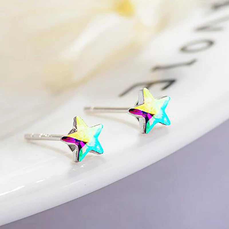 2020 корейские горячие продажи милые мини Разноцветные серьги звезды для женщин