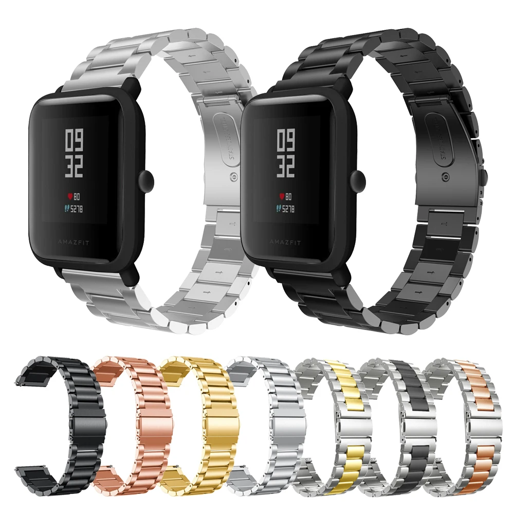 

20mm Metal Stainless Steel Band for Xiaomi Huami Amazfit Bip Youth Smart watch Bracelet Strap for Amazfit Bip Wrist Band