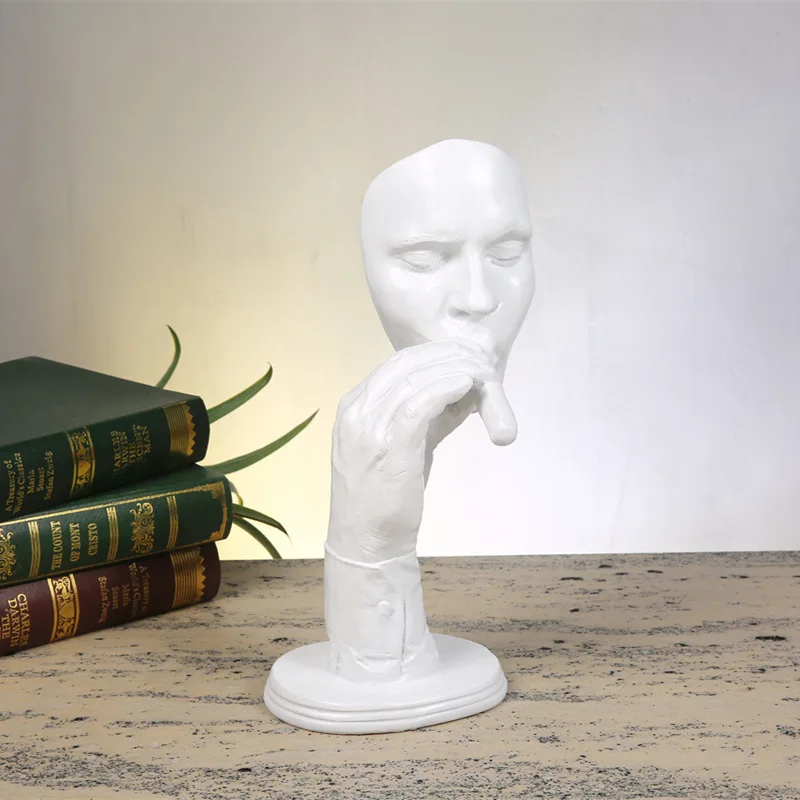 

ERMAKOVA Retro Smoker Figurine Mediator Abstract Sculpture Creative Man Smoking Cigar Statue Resin Home Office Decoration Gift