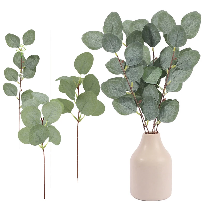 

Новые искусственные цветы, листья эвкалипта, стебли эукалипто, ветки, искусственные растения для цветочных букетов, Свадебный зеленый деко...