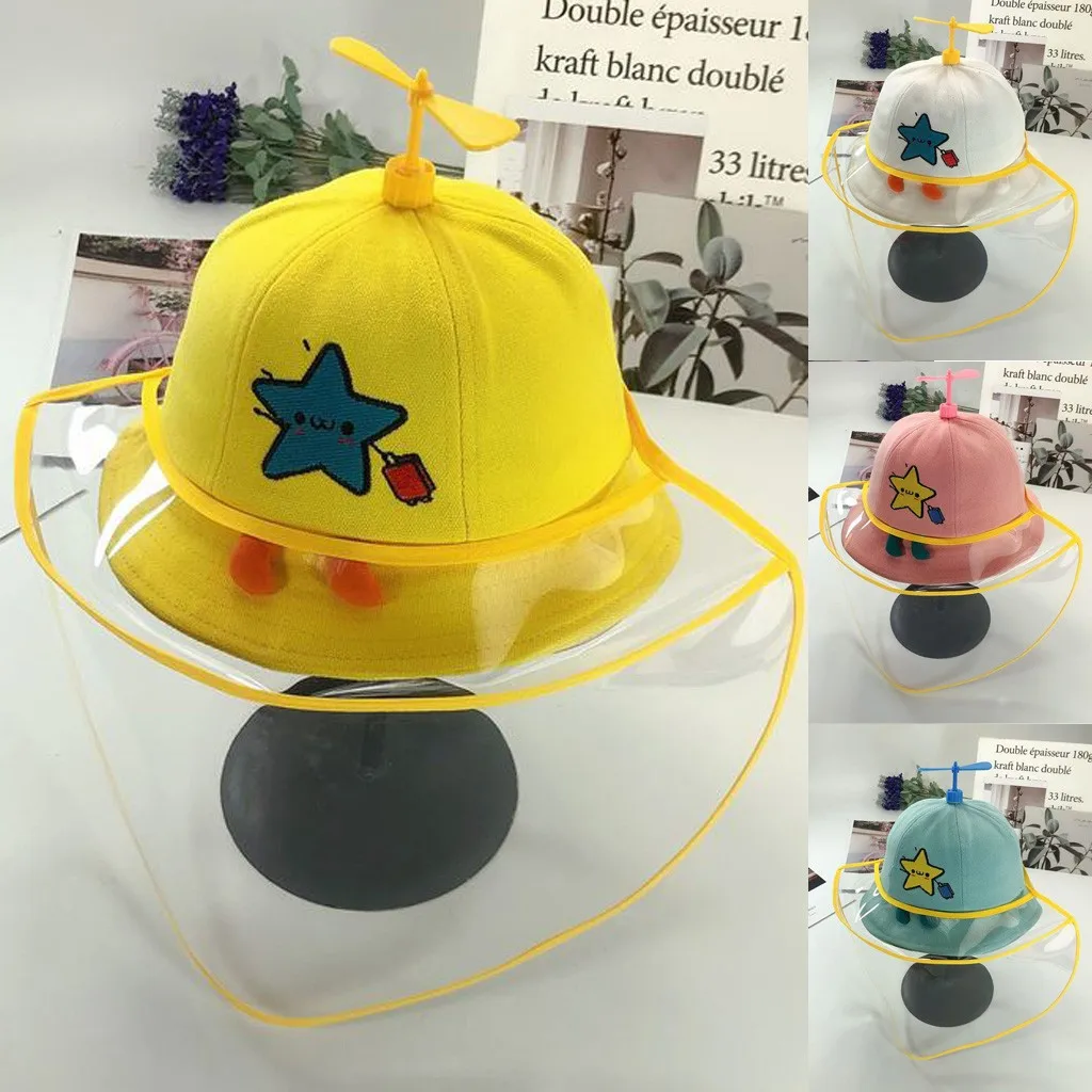 

LONSANT Kids Boys Girls Cartoon star pattern Anti-spitting basin caps Protective detachable Dustproof Cover Peaked Beach Hat New