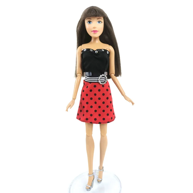Red Polka Off Shoulder Short Skirts Mini Dress for Barbie Doll Outfits Clothes Evening Party Gown Dollhouse DIY | Игрушки и хобби