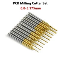 10pcs 0 8 3 175mm carbide pcb milling cutter set 3 175mm shank pcb machine engraving bit end mill