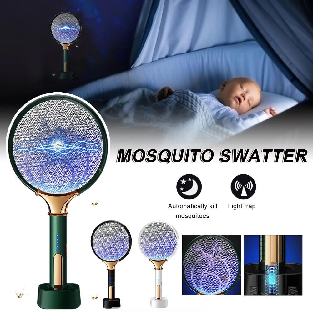 

3000V 2 IN 1 Electric Mosquito Killer With USB Rechargeable Bug Zapper Fly Swatter Trap Flies Insect Anti Mosquito Flies