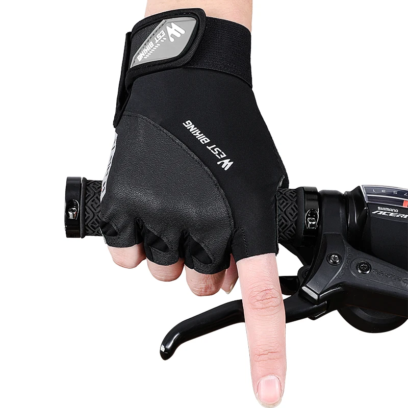 

WEST BIKING Cycling Gloves Non-slip Breathable Outdoor Sports Cycling Gloves Lycra Shock Absorption Half Finger Fitness Gloves