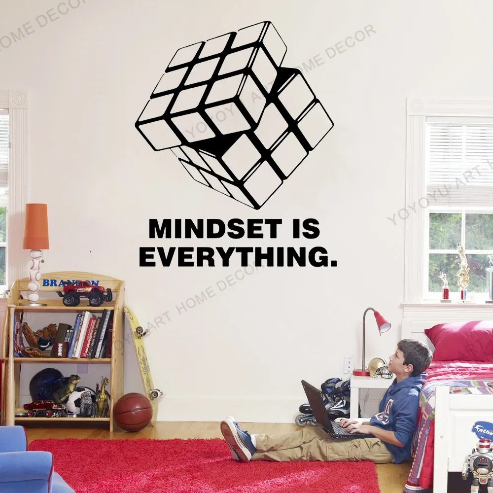 Rubiks кубическая дизайнерская Настенная Наклейка mindset is All виниловая наклейка