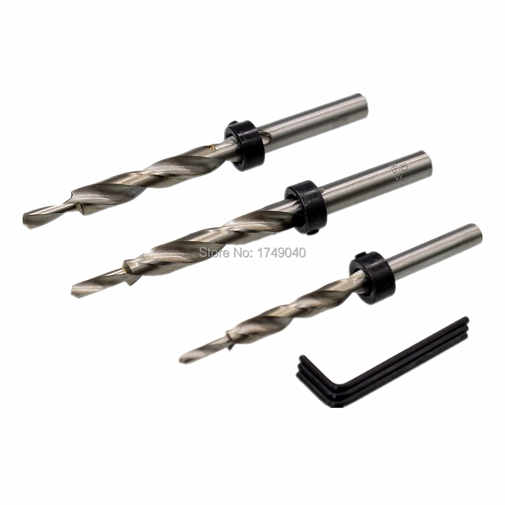 

Woodworking Drill Bit Manual-Pocket Hole 8-4mm 10-5mm 10-6mm Replacement Twist Step Drill Bits with Stop Collar 3pc Set