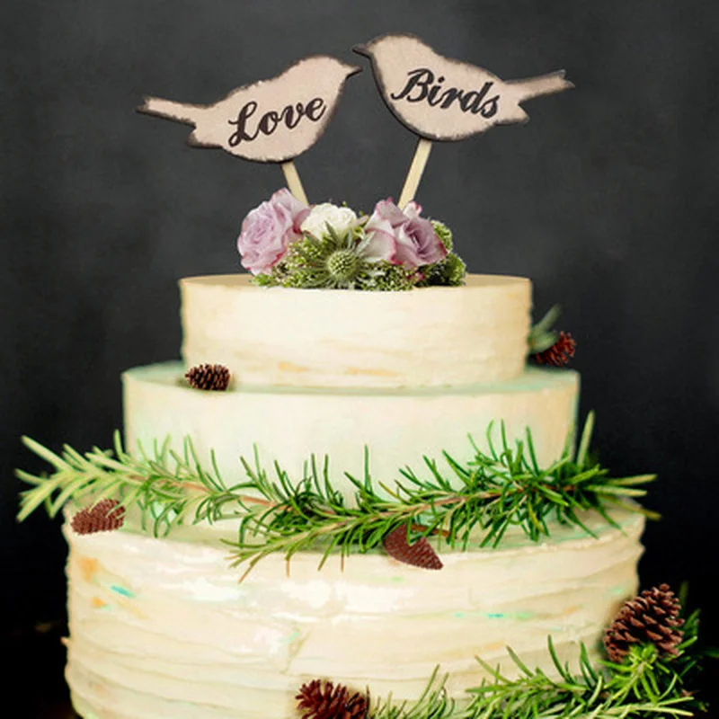 Buy Hollow Letter Just Married Mr&ampMrs Cake Topper We do Love Birds Wooden Wedding For Party Supplies on