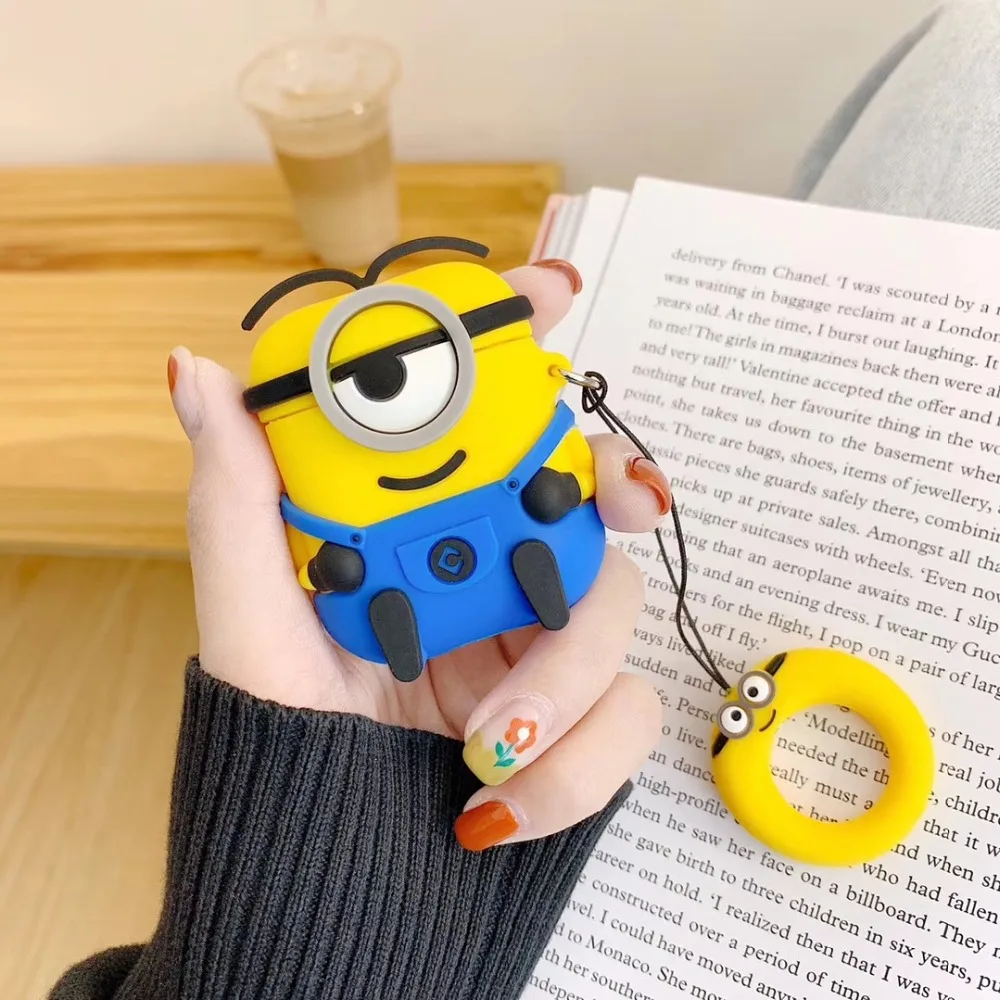 3D милый мультфильм маленький желтый человек наушники чехол для Apple Airpods