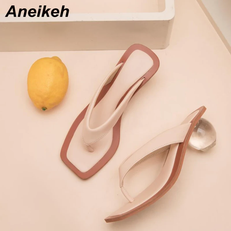 Новинка 2021 женские летние сандалии Aneikeh прозрачные разноцветные туфли на среднем