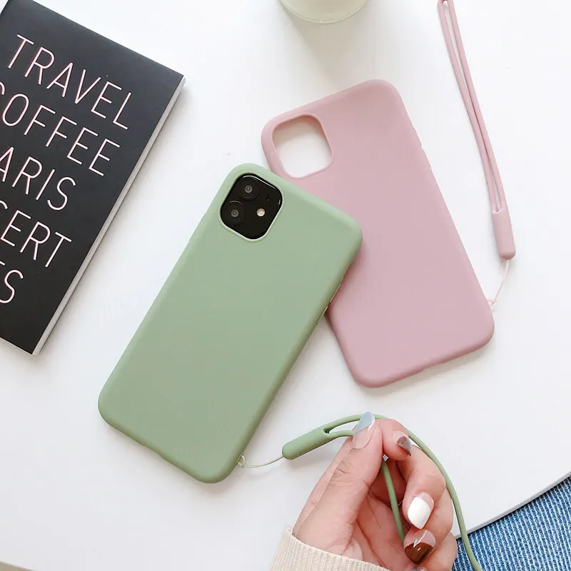 Ручной ремешок чехол для женщин iphone 11 11Pro Max XS X XR конфетный цвет желеобразный 6 6S 7 8