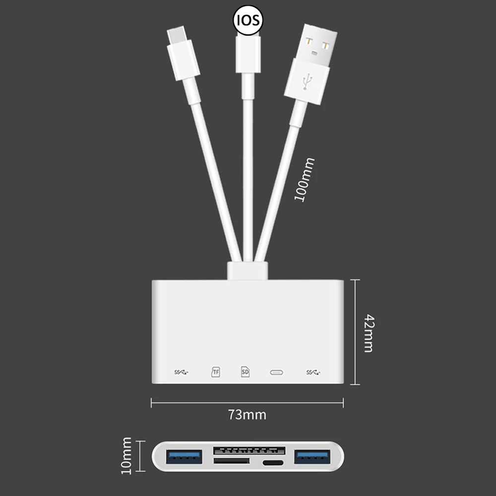 USB хаб 5 в 1 для iPhone Android планшетов SD/TF карт|Кабели мобильных телефонов| |