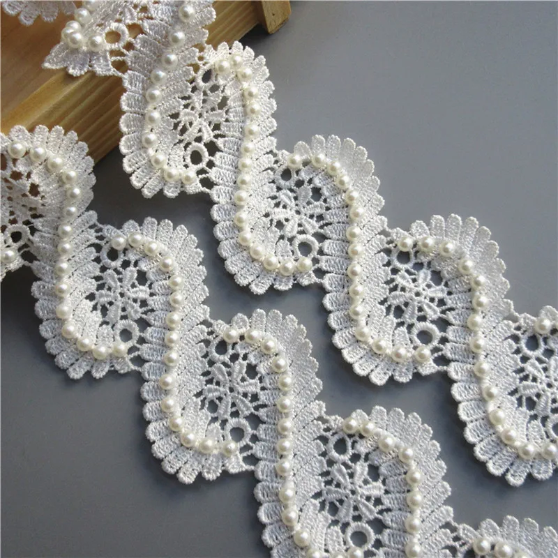 10X винтажные многоножки жемчуг бисер кружевная отделка Лента ткань вышитая