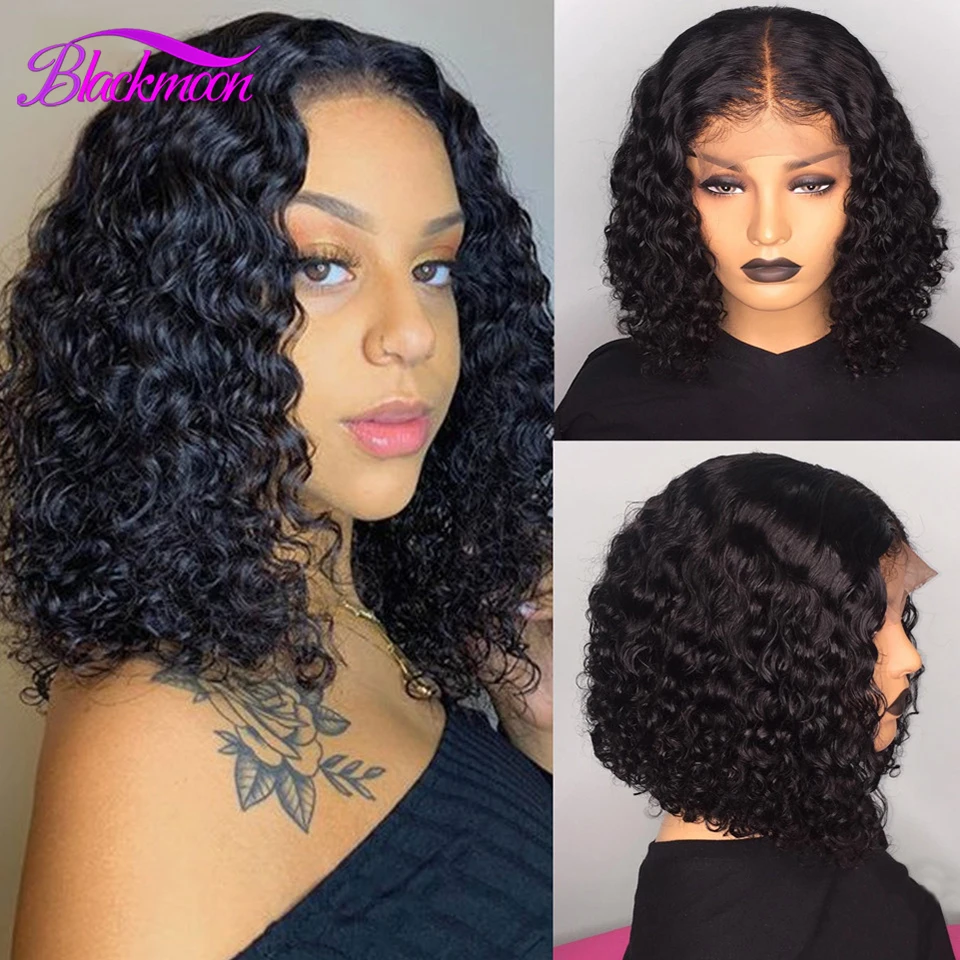 

Peruvian Hair Deep Wave Frontal Wig Lace Closure Wigs 13x4 Lace Front Human Hair Wigs Short Bob Deep Curly Wigs for Women