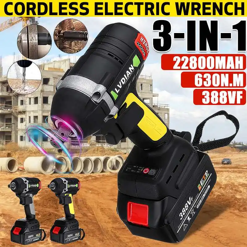 

Drillpro 388vf Brushless Cordless Electric Impact Wrench 1/2 inch Power Tool For Home 19800Amh Li Battery For Makita 18V Battery
