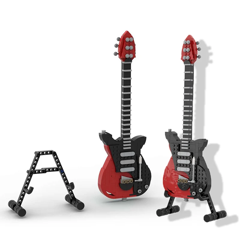 

MOC Ideas Guitar Building Block Set Musical Instrument Toy Guitar Set Brick Model DIY Rock Band Gift Toys For Children Xmas Gift