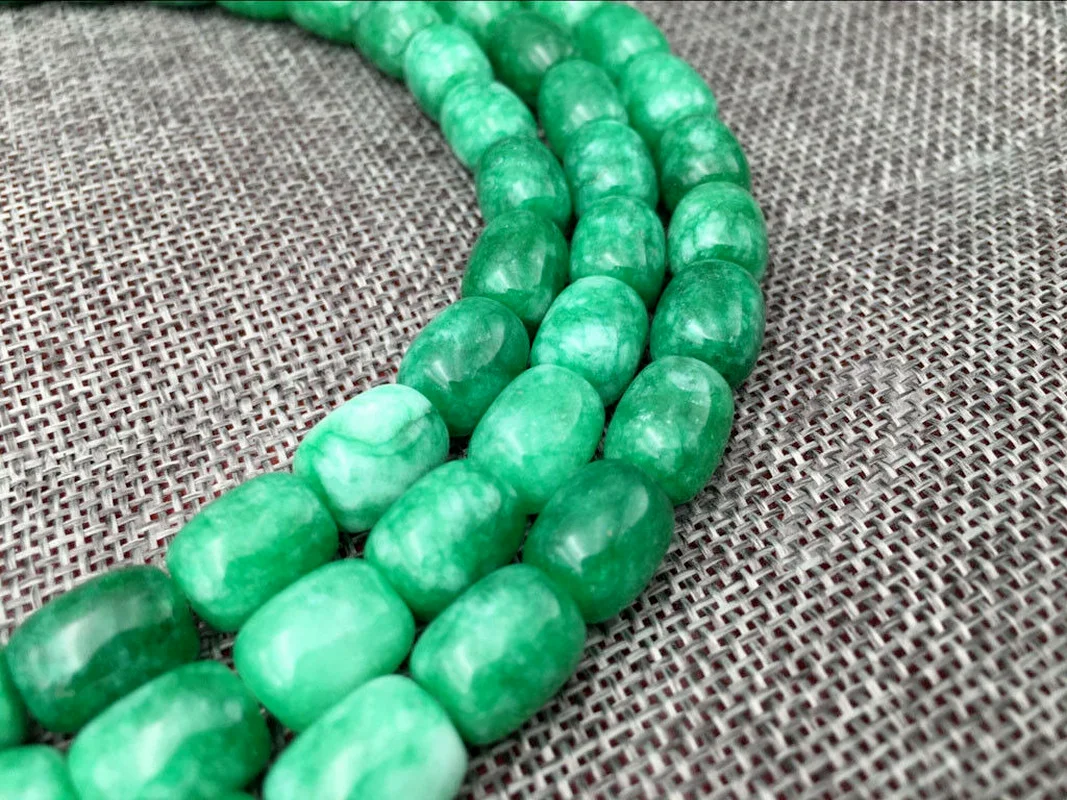 Natural 8x12mm Green Emerald Gemstone Drum Loose Beads 15'' Strand | Украшения и аксессуары