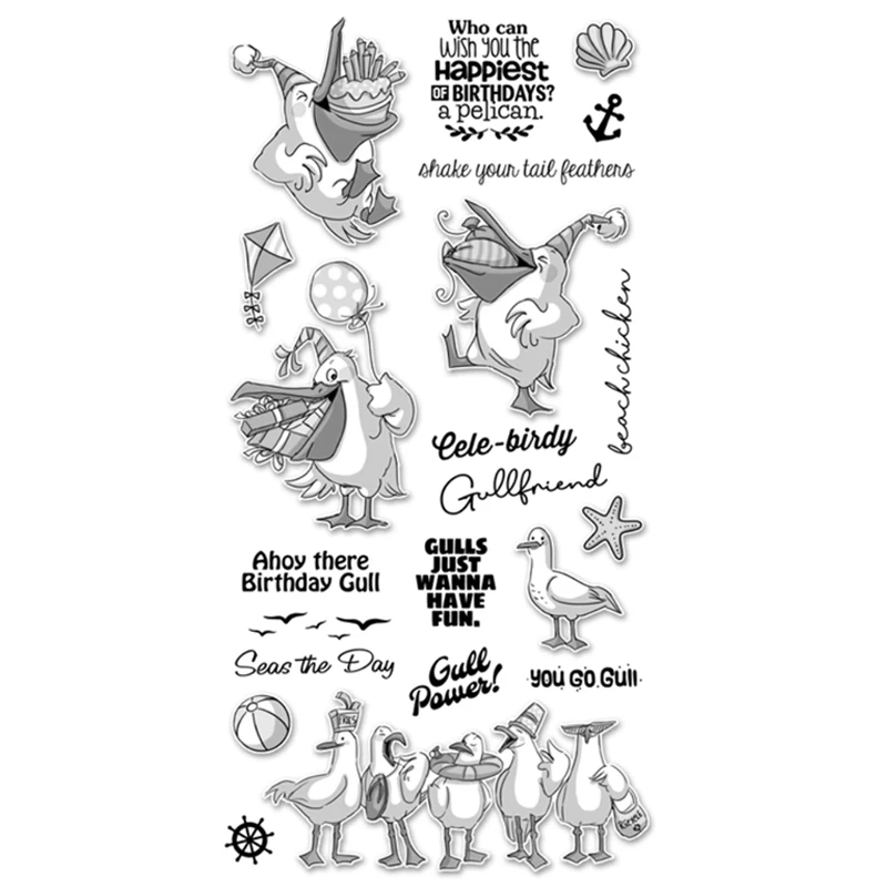 

2021 New Bird Animal Seagull Clear Stamps For DIY Craft Making English Words Greeting Card Scrapbooking No Metal Cutting Dies