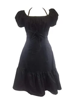 gothic lolita dress op black bows ruffles cotton lolita one piece dress