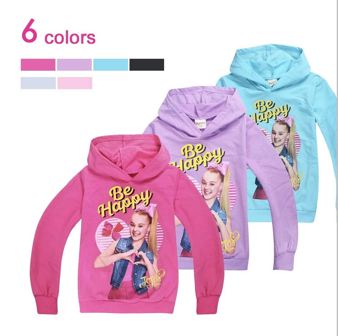 JOJO siwa/детский топ с длинными рукавами для девочек толстовки капюшоном футболки