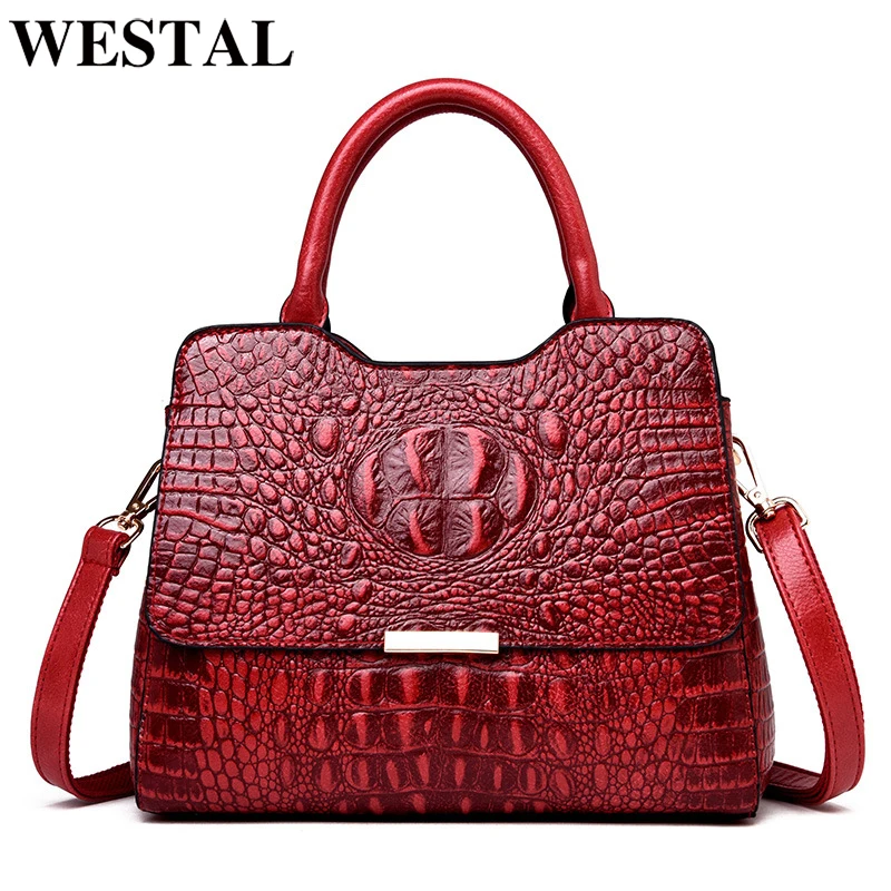 Сумки WESTAL женские из искусственной кожи с крокодиловым узором женская сумка на
