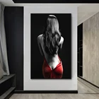 Постеры и принты сексуальных обнаженных женщин, Современная Настенная живопись, холст, красная юбка, Женская картина для декора гостиной, Настенная роспись, без рамки