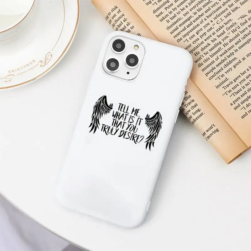 

TV Degenerate angel Lucifer white Phone Case Candy Color for iPhone 11 12 mini pro XS MAX 8 7 6 6S Plus X SE 2020 XR
