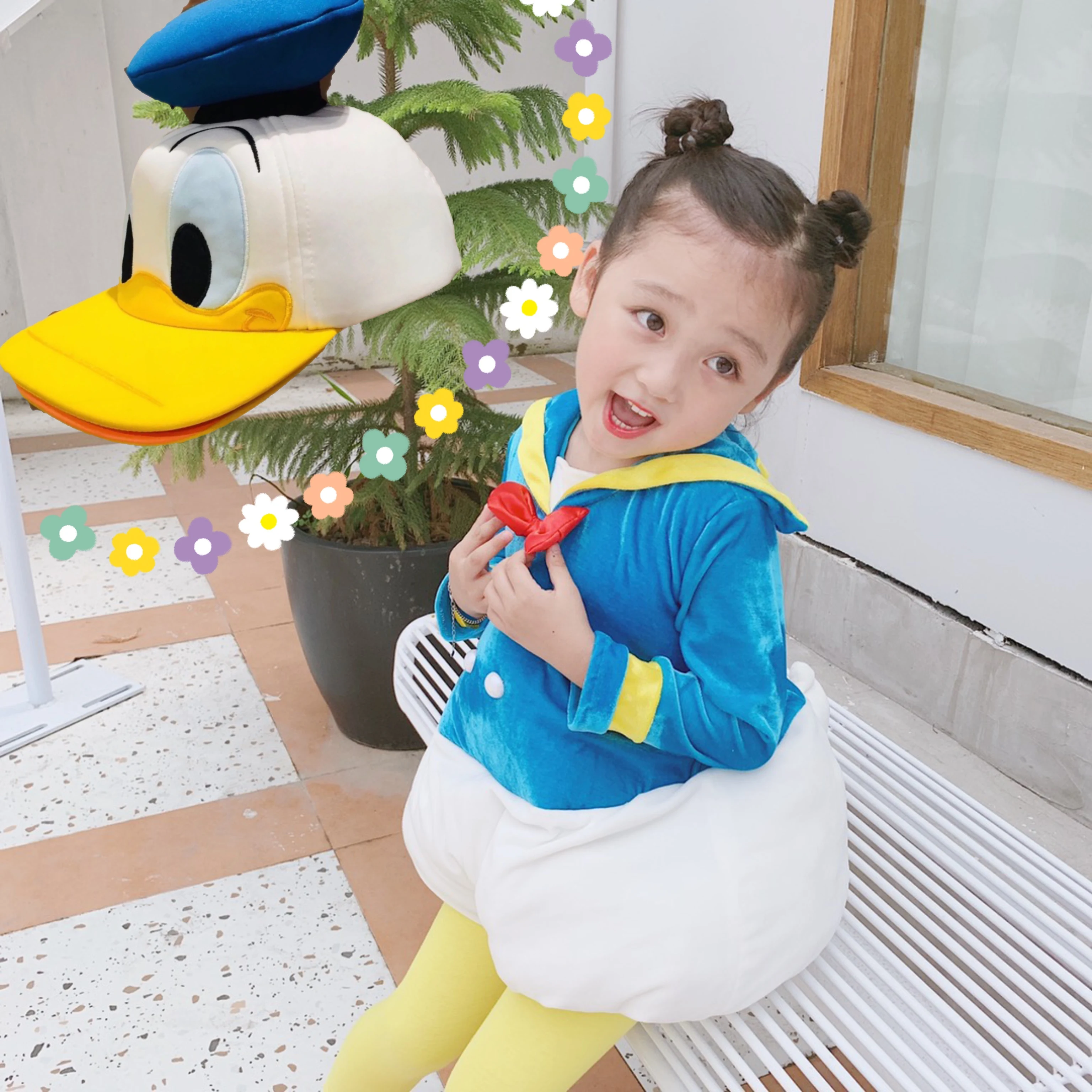 Costume full set Персонаж Дональд Дак костюмы мультфильм одежда Хэллоуин День рождения Косплей маскарадные костюмы маскот детей Размер - Цвет: Costume full set