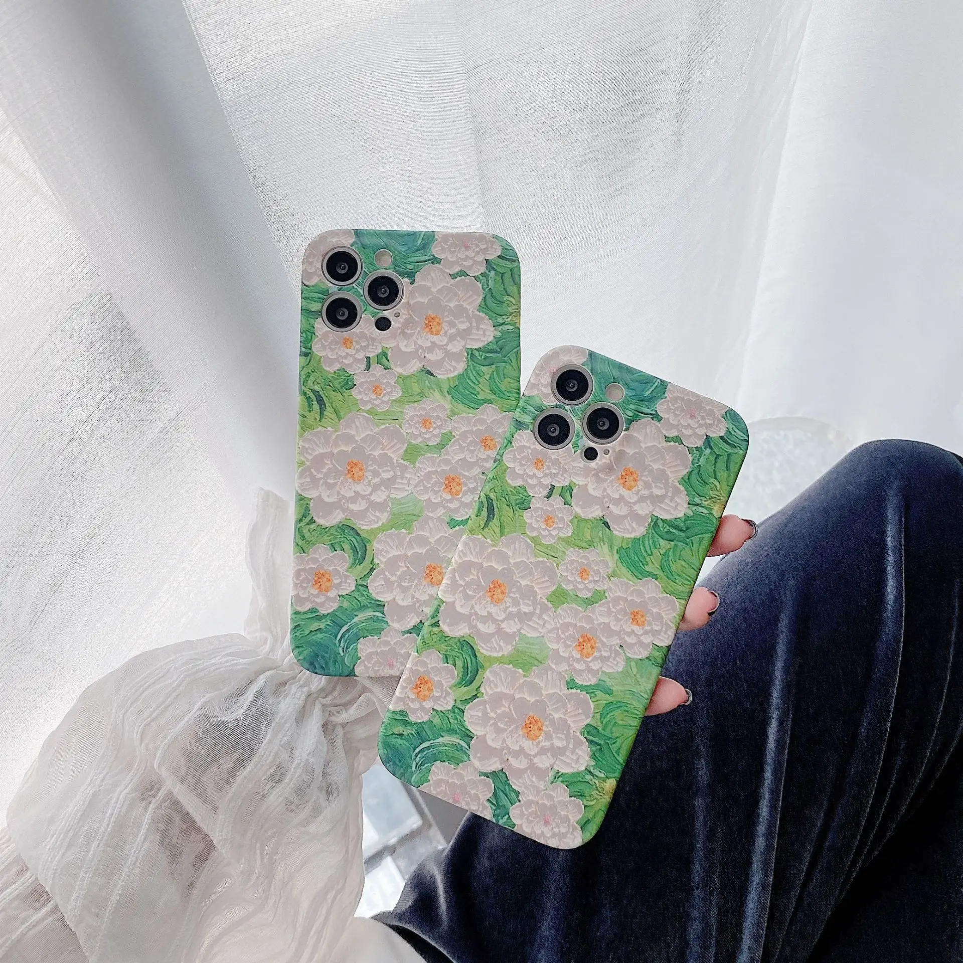 

Art Retro Oil Painting Daisy Flowers Phone Case For iPhone 12 11 Pro Max XR X Xs Max 7 8 Puls SE 2020 Cases Soft Silicone Cover