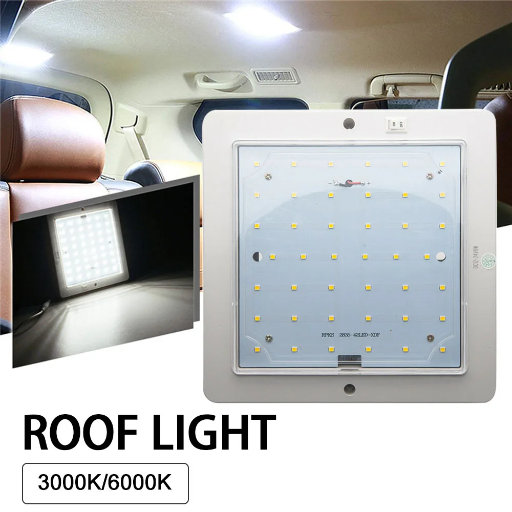 

12V Car LED Roof Light Warm Cold White Lighting Interior Ceiling Lamp Ultra-Thin LED Headlight For Caravan Motor Home RV Boat